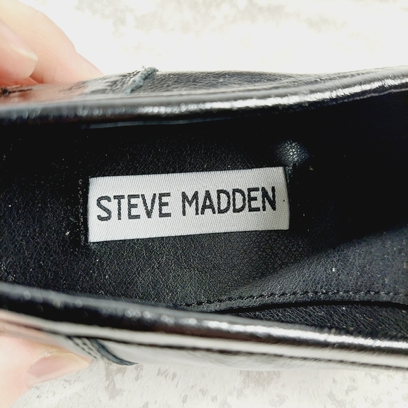 NEW Steve Madden Karmine Black Leather Slip On Old Money Loafers F400 - Picture 8 of 10